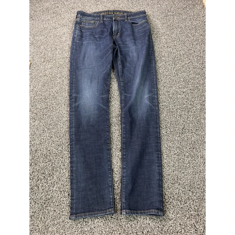 Vintage Y2K American Eagle Flex Slim Straight Jeans Men's Size 32X34 Blue